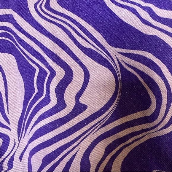 Zara Purple Zebra Stripe Straight Leg Denim Pants Size 2 - Picture 4 of 7